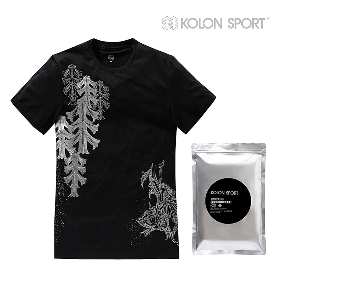 EXO KOLON SPORT SUMMER 2014 SECRET PACK SIGNATURE BLACK T-SHIRTS + PHOTO BOOK(Black)